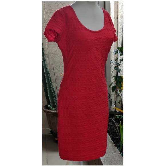 Max Studio Raspberry Bodycon Dress Textured Sz L - Picture 2 of 5